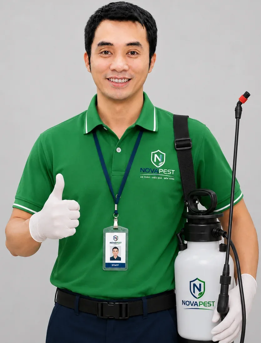 Kỹ thuật viên NOVAPEST với trang thiết bị kiểm soát côn trùng