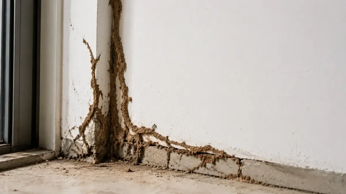 Đường mui của mối trên tường và chân móng