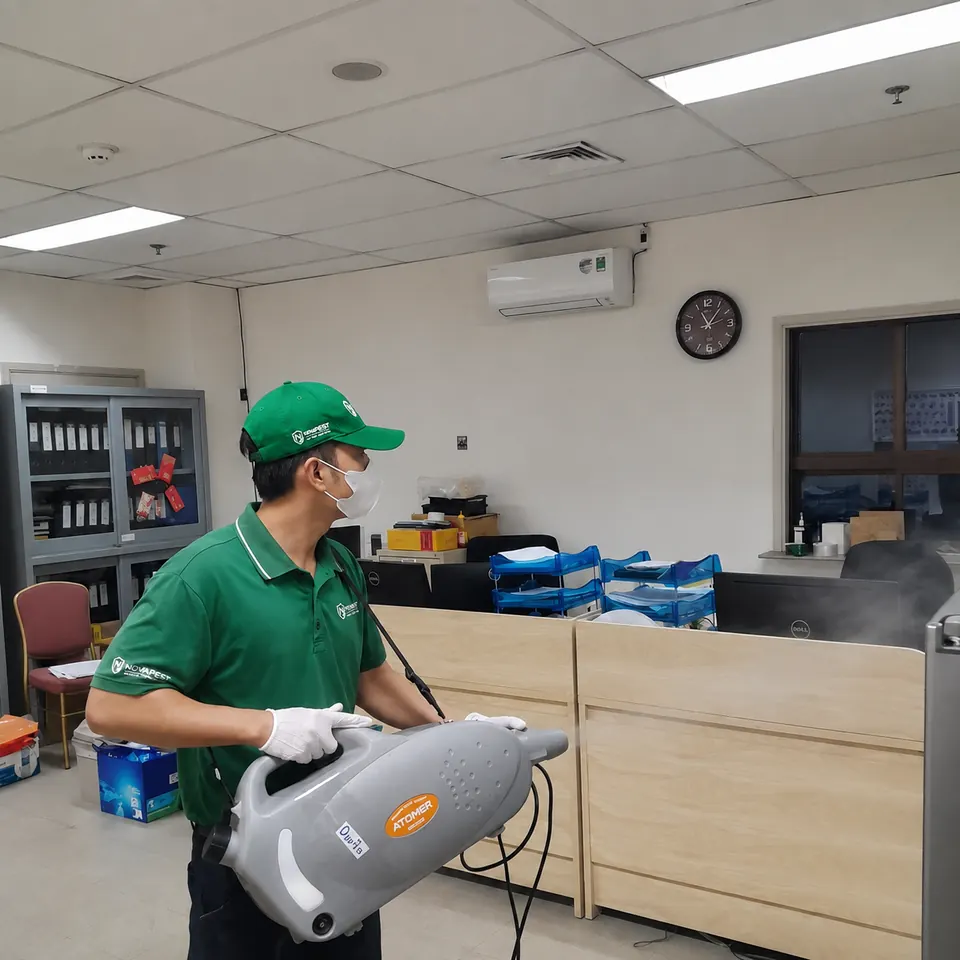 Kỹ thuật viên NOVAPEST khảo sát khu vực trước khi xây dựng phương án triển khai