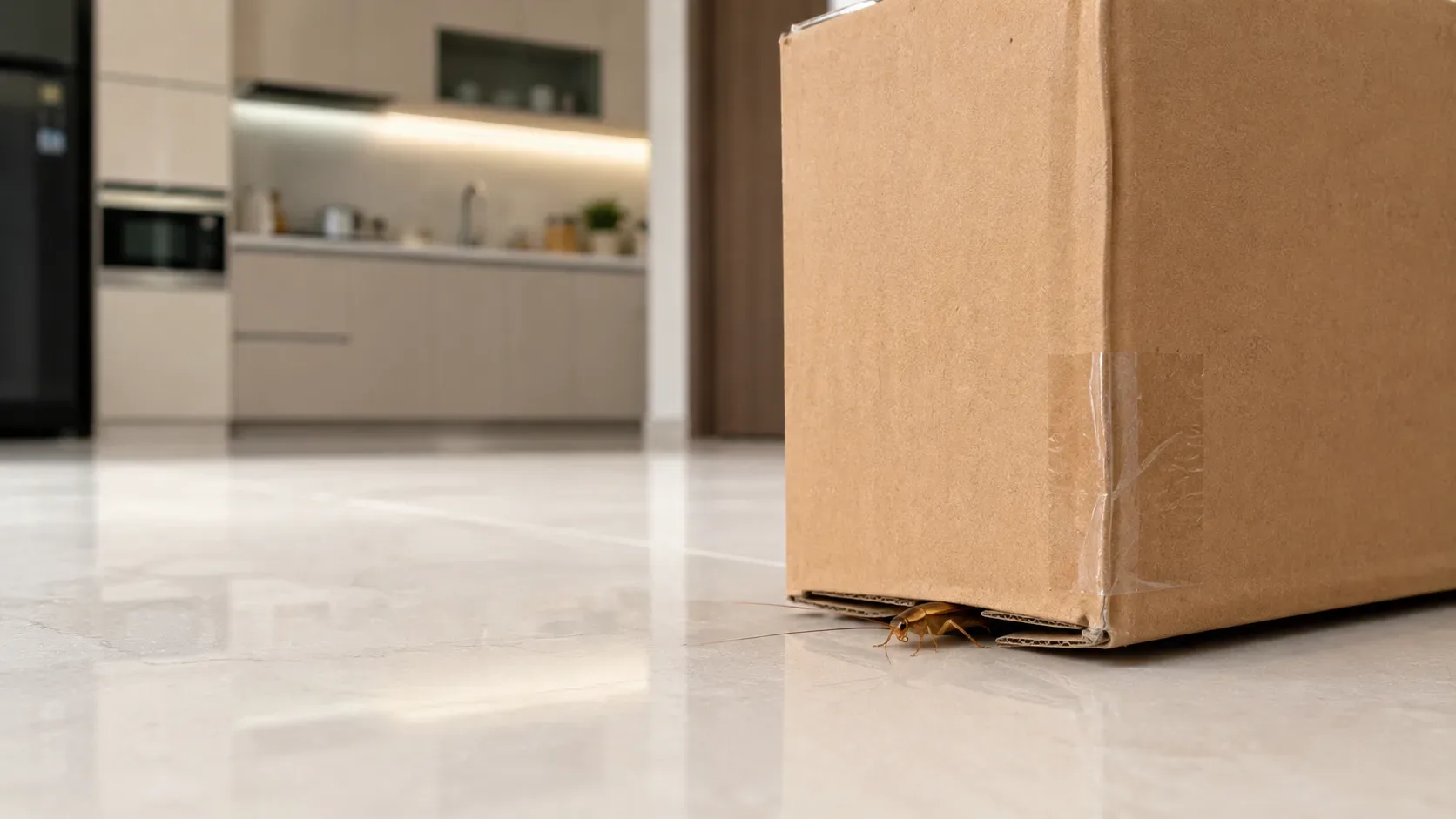 Gián Đức có thể theo thùng carton và hàng hóa xâm nhập vào nhà