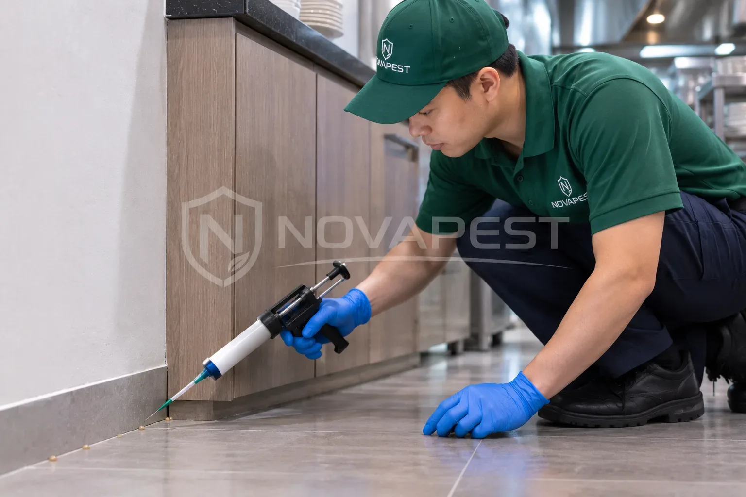 Đặt gel bả gián Đức tại khe tủ nơi gián thường di chuyển